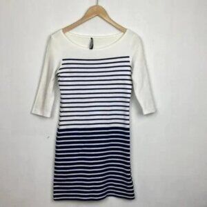 Saint James XS/ S Mademoiselle Dress Striped White & Navy Knitted Cotton